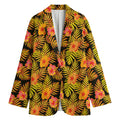 Yellow Hawaiian Tropical Pattern Print Women's Cotton Blazer