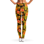 Yellow Hawaiian Tropical Pattern Print Women's Leggings