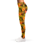 Yellow Hawaiian Tropical Pattern Print Women's Leggings