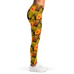 Yellow Hawaiian Tropical Pattern Print Women's Leggings