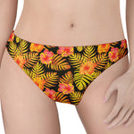 Yellow Hawaiian Tropical Pattern Print Women's Thong