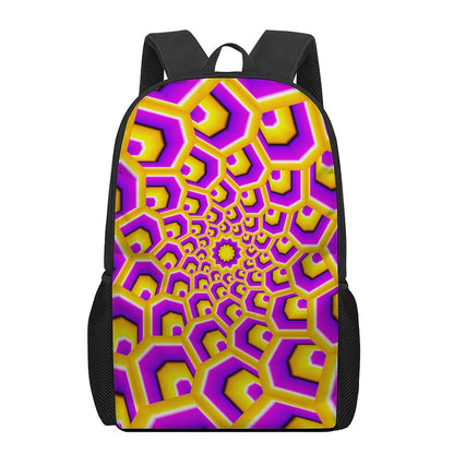 Yellow Hive Moving Optical Illusion 17 Inch Backpack