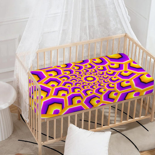 Yellow Hive Moving Optical Illusion Baby Crib Sheet