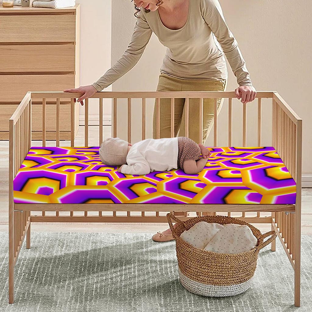 Yellow Hive Moving Optical Illusion Baby Crib Sheet