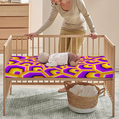 Yellow Hive Moving Optical Illusion Baby Crib Sheet