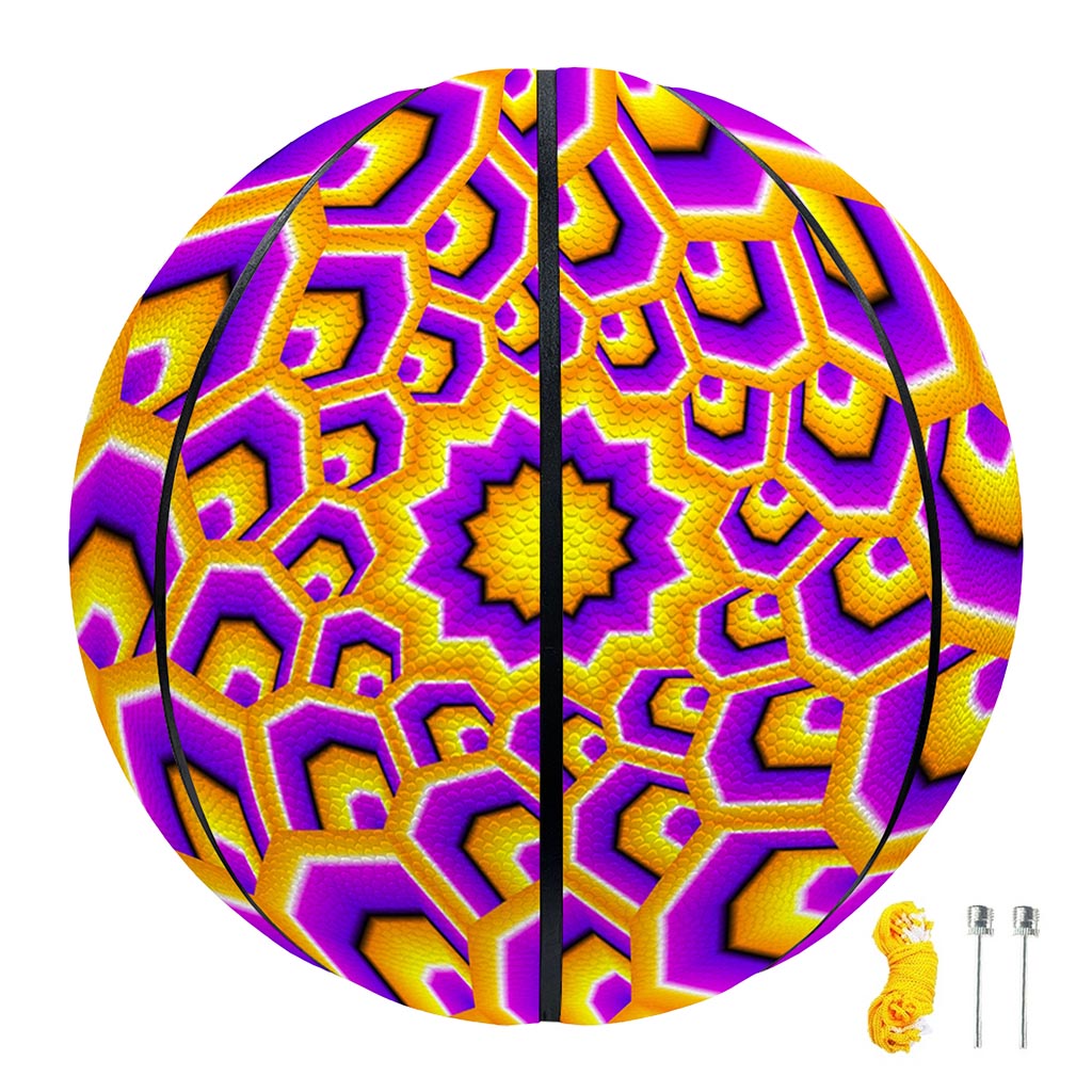 Yellow Hive Moving Optical Illusion Basketball