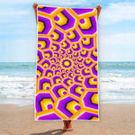 Yellow Hive Moving Optical Illusion Beach Towel