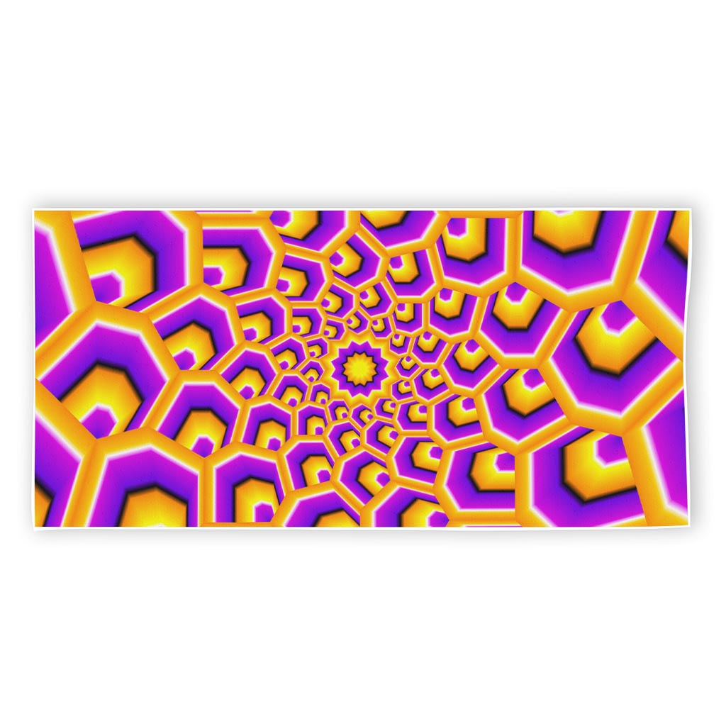 Yellow Hive Moving Optical Illusion Beach Towel