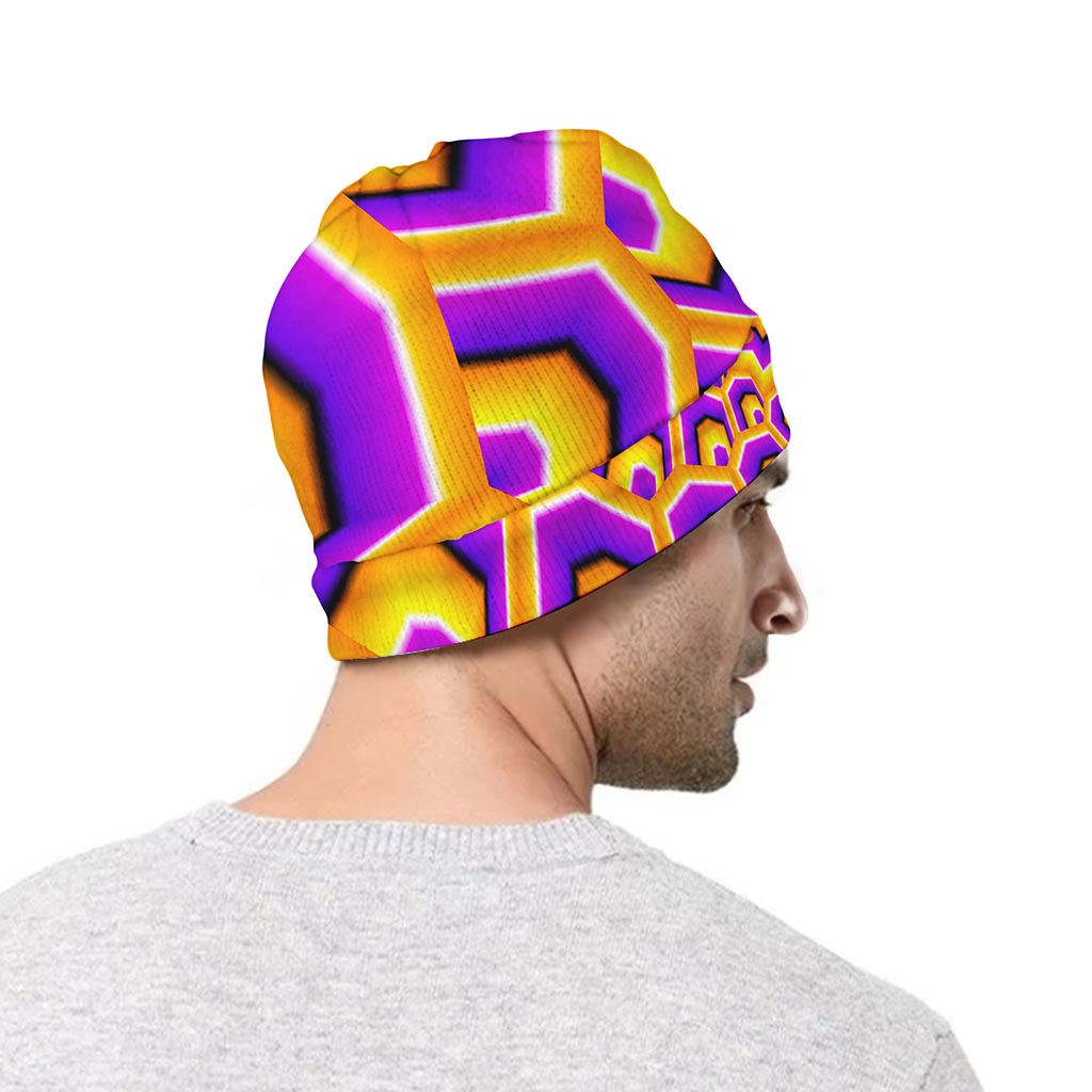 Yellow Hive Moving Optical Illusion Beanie