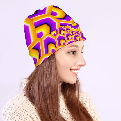 Yellow Hive Moving Optical Illusion Beanie