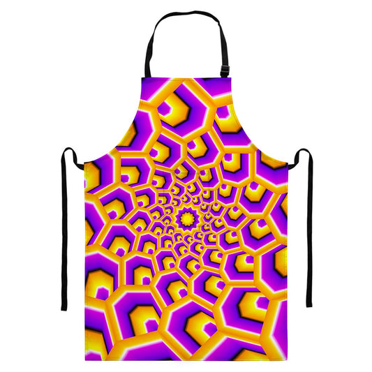 Yellow Hive Moving Optical Illusion Bib Apron With Pocket