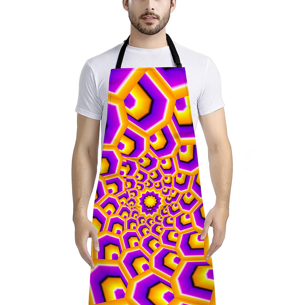 Yellow Hive Moving Optical Illusion Bib Apron With Pocket