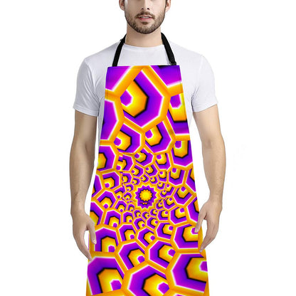 Yellow Hive Moving Optical Illusion Bib Apron With Pocket