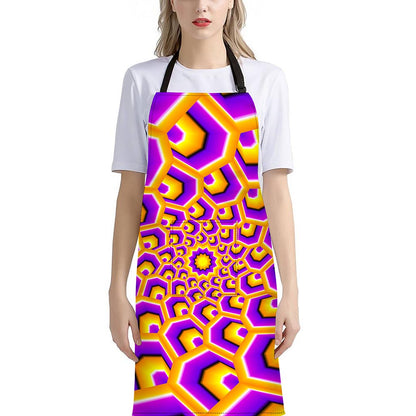 Yellow Hive Moving Optical Illusion Bib Apron With Pocket