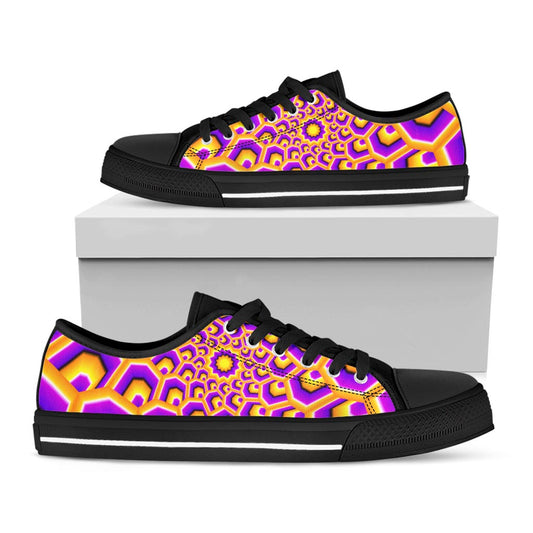 Yellow Hive Moving Optical Illusion Black Low Top Sneakers
