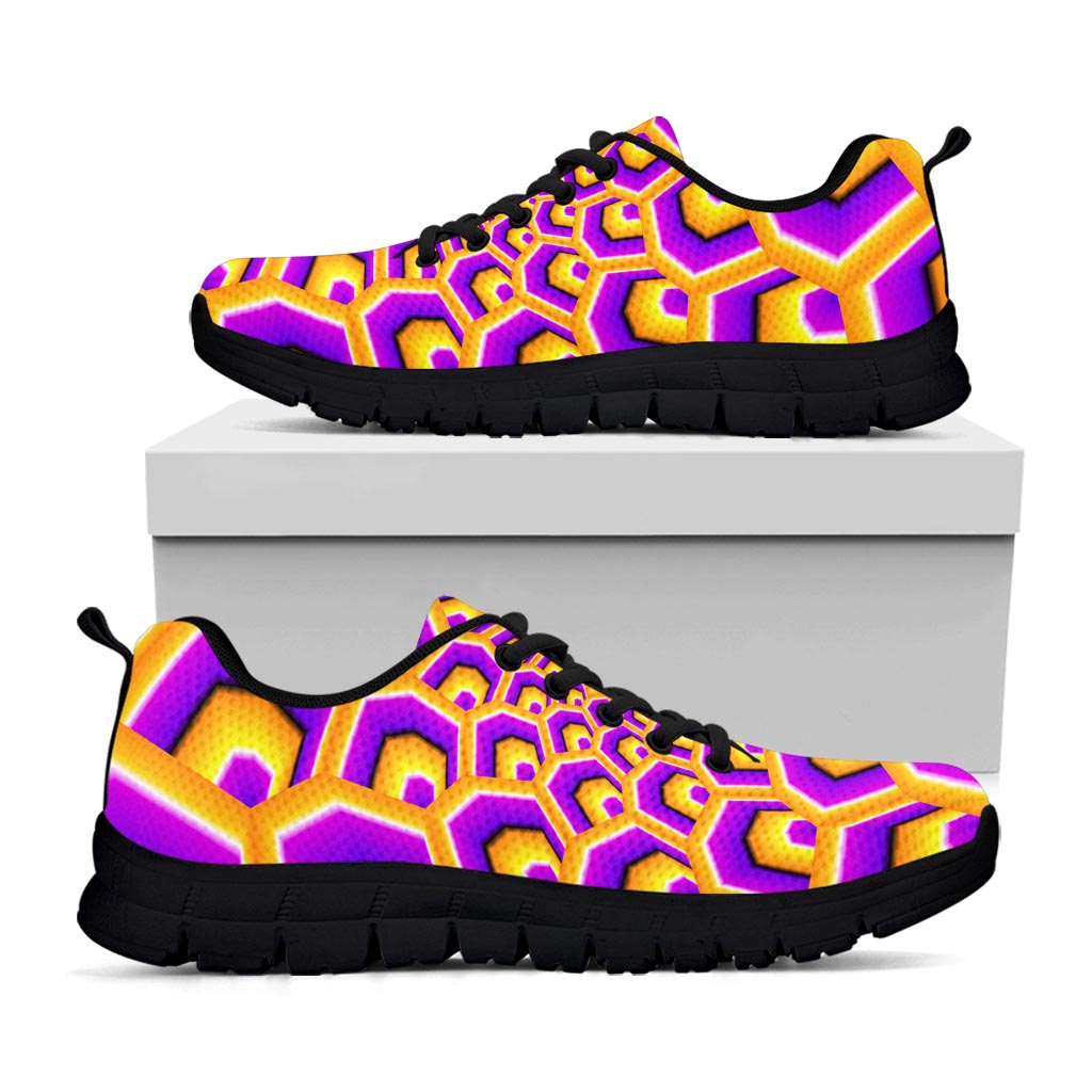 Yellow Hive Moving Optical Illusion Black Running Shoes