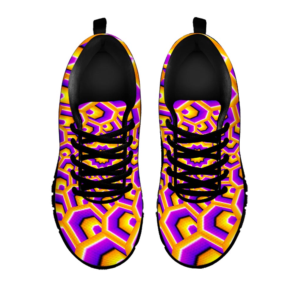 Yellow Hive Moving Optical Illusion Black Running Shoes