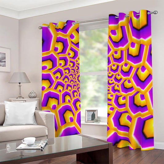 Yellow Hive Moving Optical Illusion Blackout Grommet Curtains