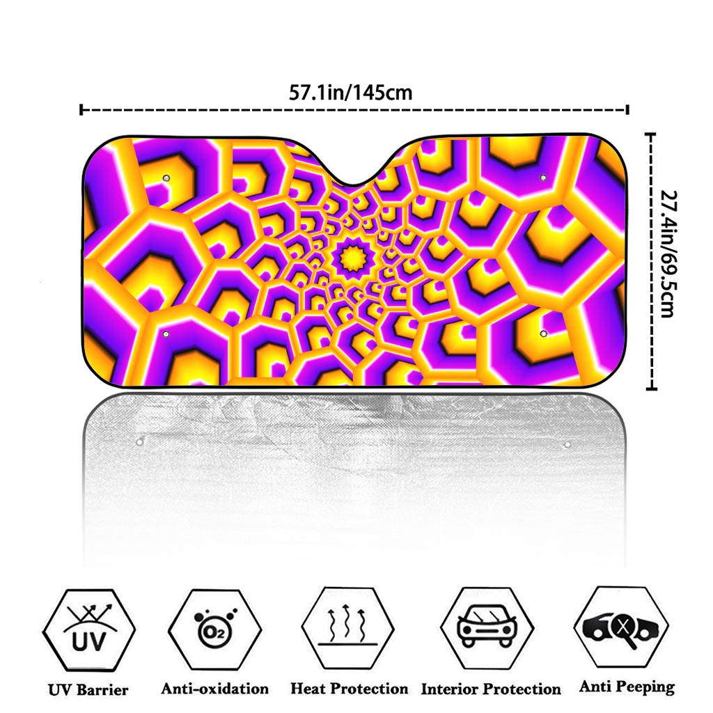 Yellow Hive Moving Optical Illusion Car Windshield Sun Shade