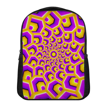 Yellow Hive Moving Optical Illusion Casual Backpack