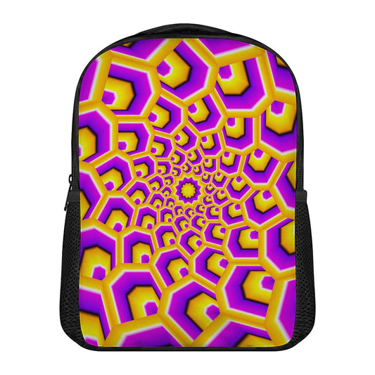 Yellow Hive Moving Optical Illusion Casual Backpack