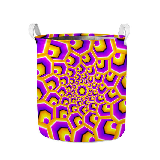 Yellow Hive Moving Optical Illusion Collapsible Laundry Basket