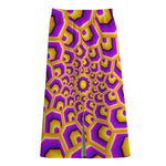 Yellow Hive Moving Optical Illusion Cotton Front Slit Maxi Skirt