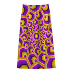Yellow Hive Moving Optical Illusion Cotton Front Slit Maxi Skirt