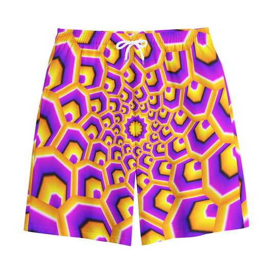 Yellow Hive Moving Optical Illusion Cotton Shorts
