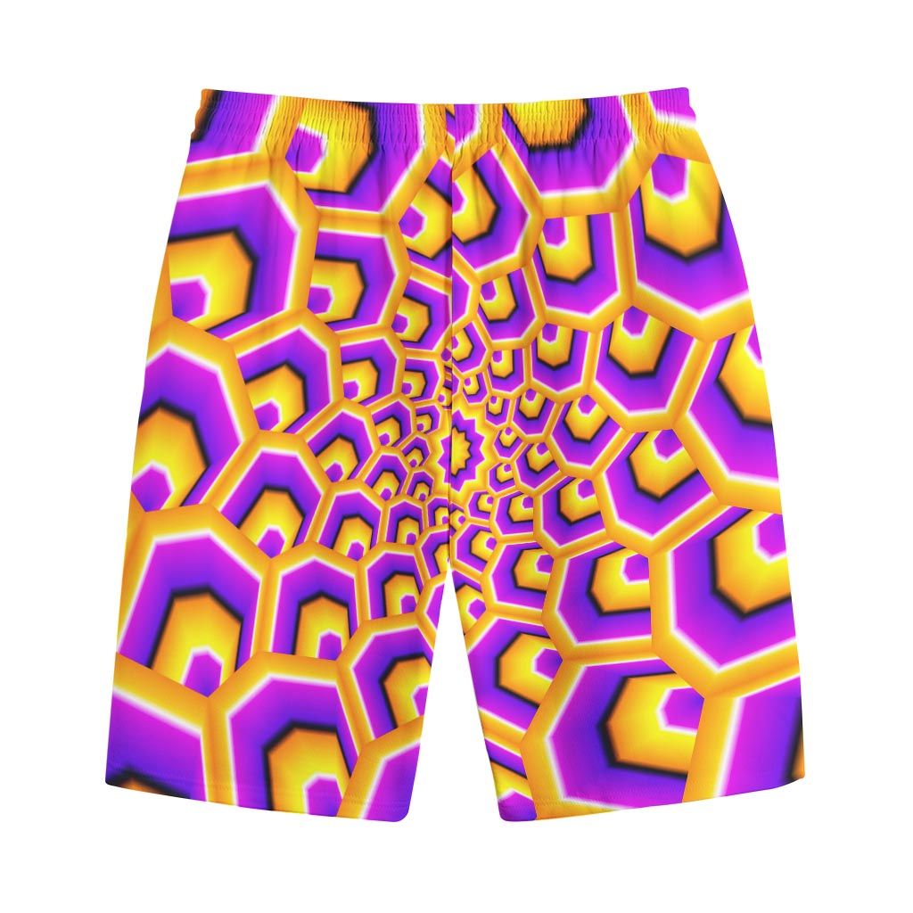 Yellow Hive Moving Optical Illusion Cotton Shorts