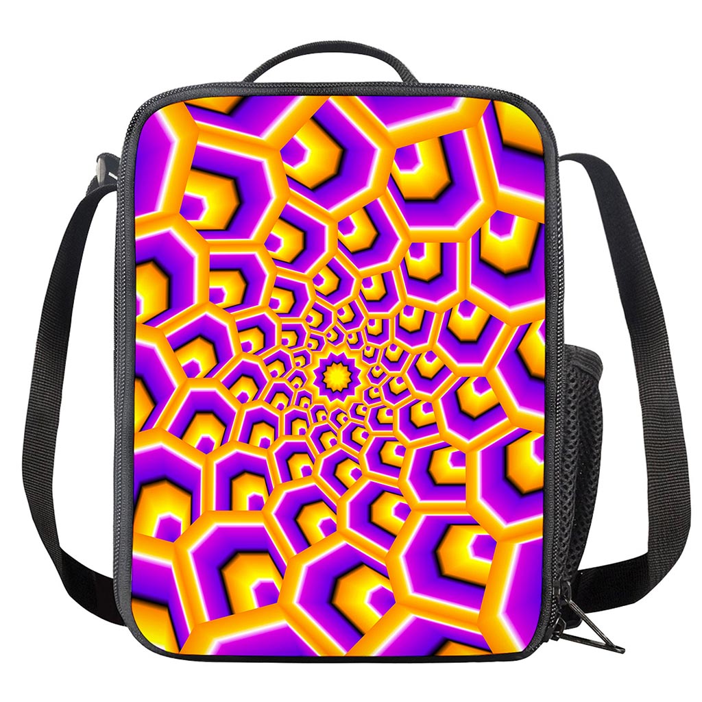 Yellow Hive Moving Optical Illusion Crossbody Lunch Bag
