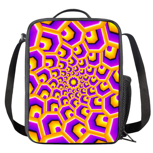 Yellow Hive Moving Optical Illusion Crossbody Lunch Bag