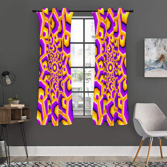 Yellow Hive Moving Optical Illusion Curtain