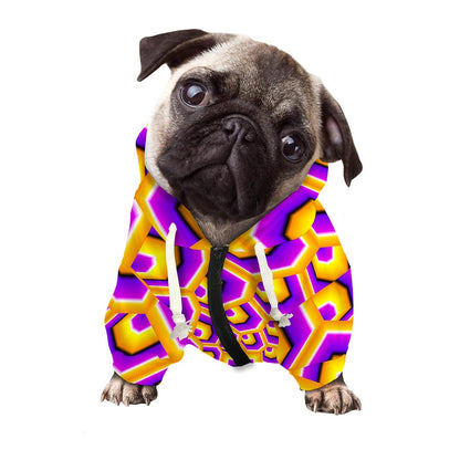 Yellow Hive Moving Optical Illusion Dog Zip Up Hoodie