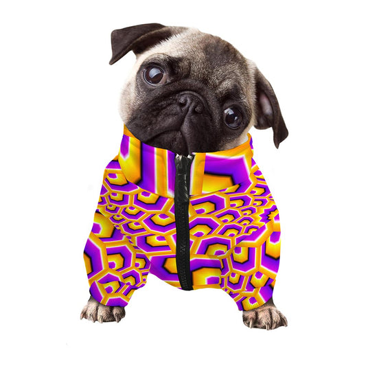 Yellow Hive Moving Optical Illusion Dog Zip Up Jacket