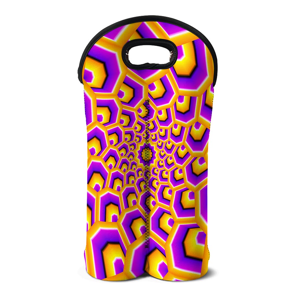 Yellow Hive Moving Optical Illusion Double Neoprene Wine Tote