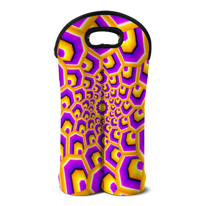 Yellow Hive Moving Optical Illusion Double Neoprene Wine Tote