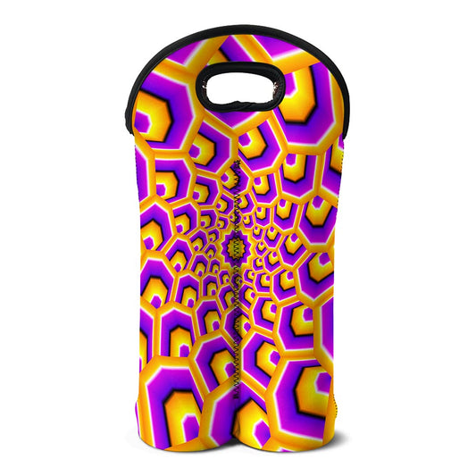 Yellow Hive Moving Optical Illusion Double Neoprene Wine Tote