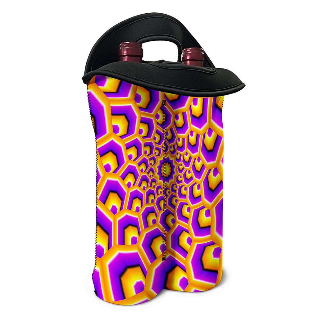 Yellow Hive Moving Optical Illusion Double Neoprene Wine Tote
