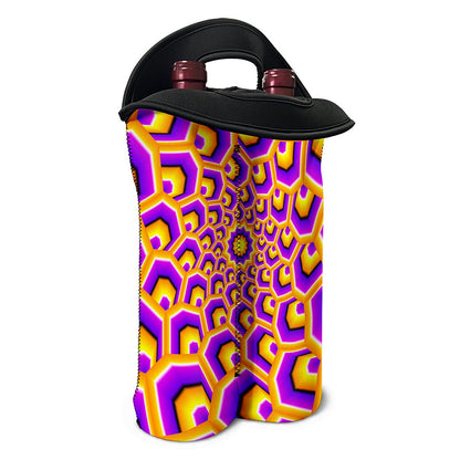 Yellow Hive Moving Optical Illusion Double Neoprene Wine Tote