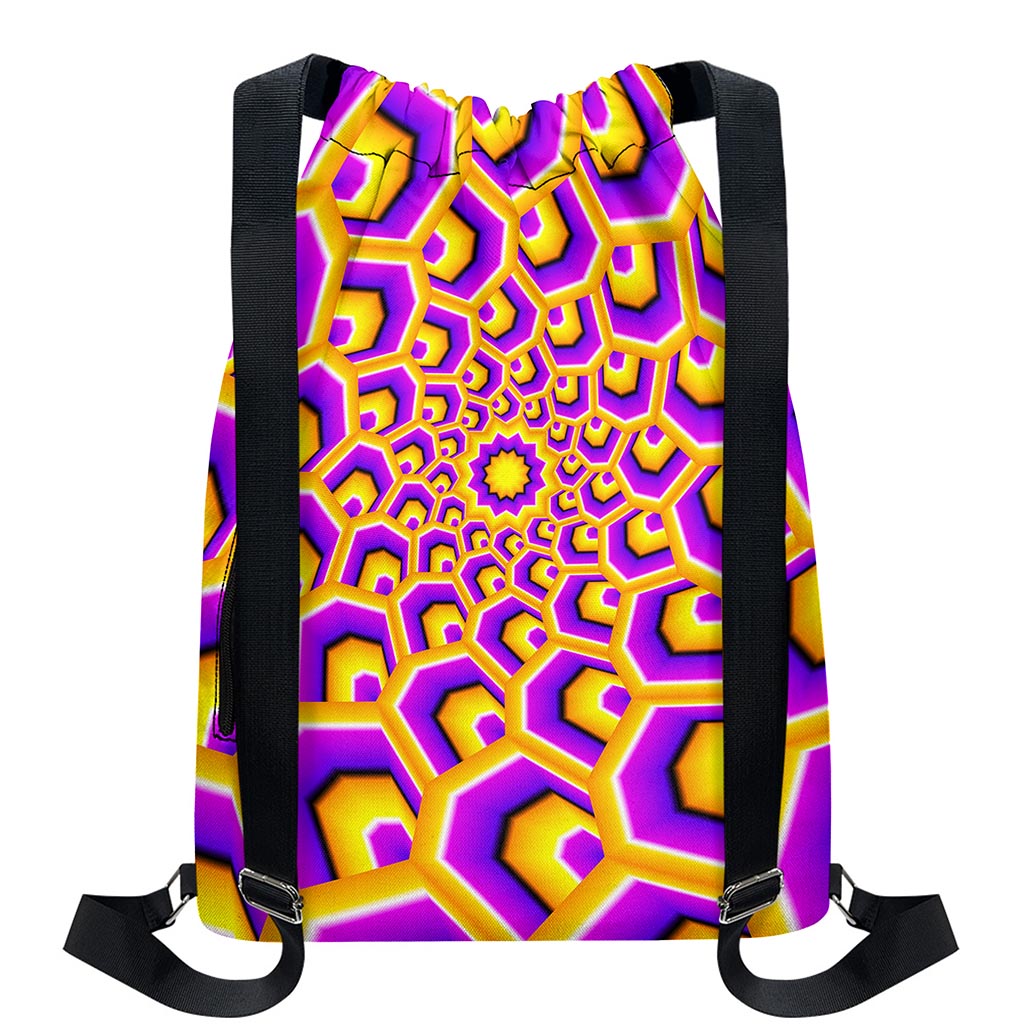 Yellow Hive Moving Optical Illusion Drawstring Backpack