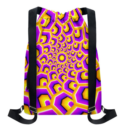 Yellow Hive Moving Optical Illusion Drawstring Backpack