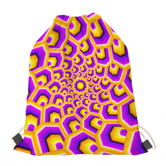 Yellow Hive Moving Optical Illusion Drawstring Bag