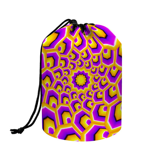 Yellow Hive Moving Optical Illusion Drawstring Makeup Bag