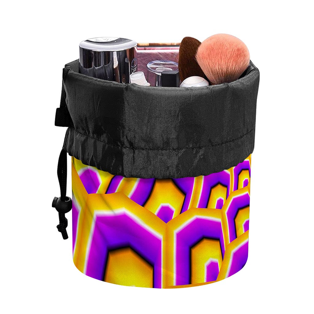 Yellow Hive Moving Optical Illusion Drawstring Makeup Bag