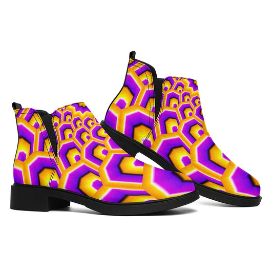 Yellow Hive Moving Optical Illusion Flat Ankle Boots