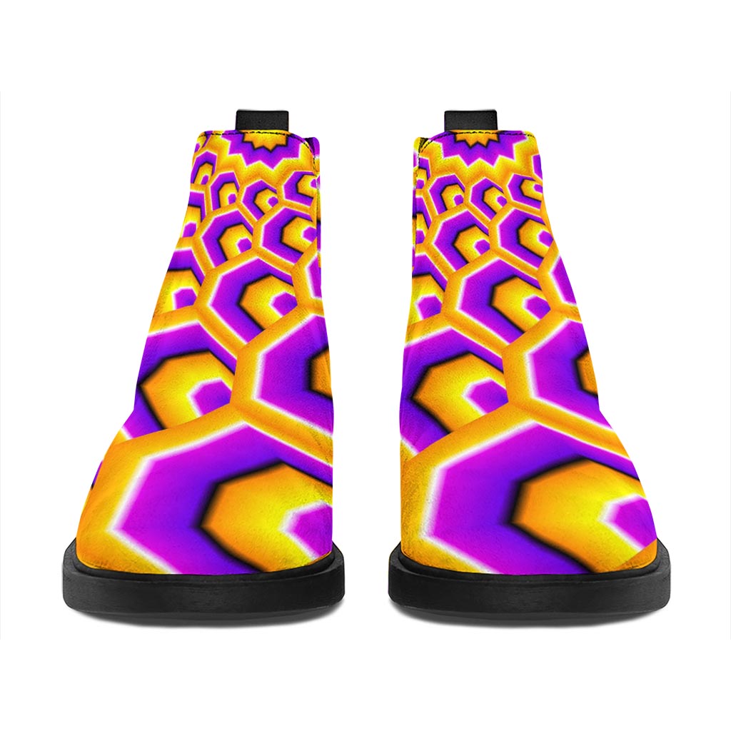 Yellow Hive Moving Optical Illusion Flat Ankle Boots