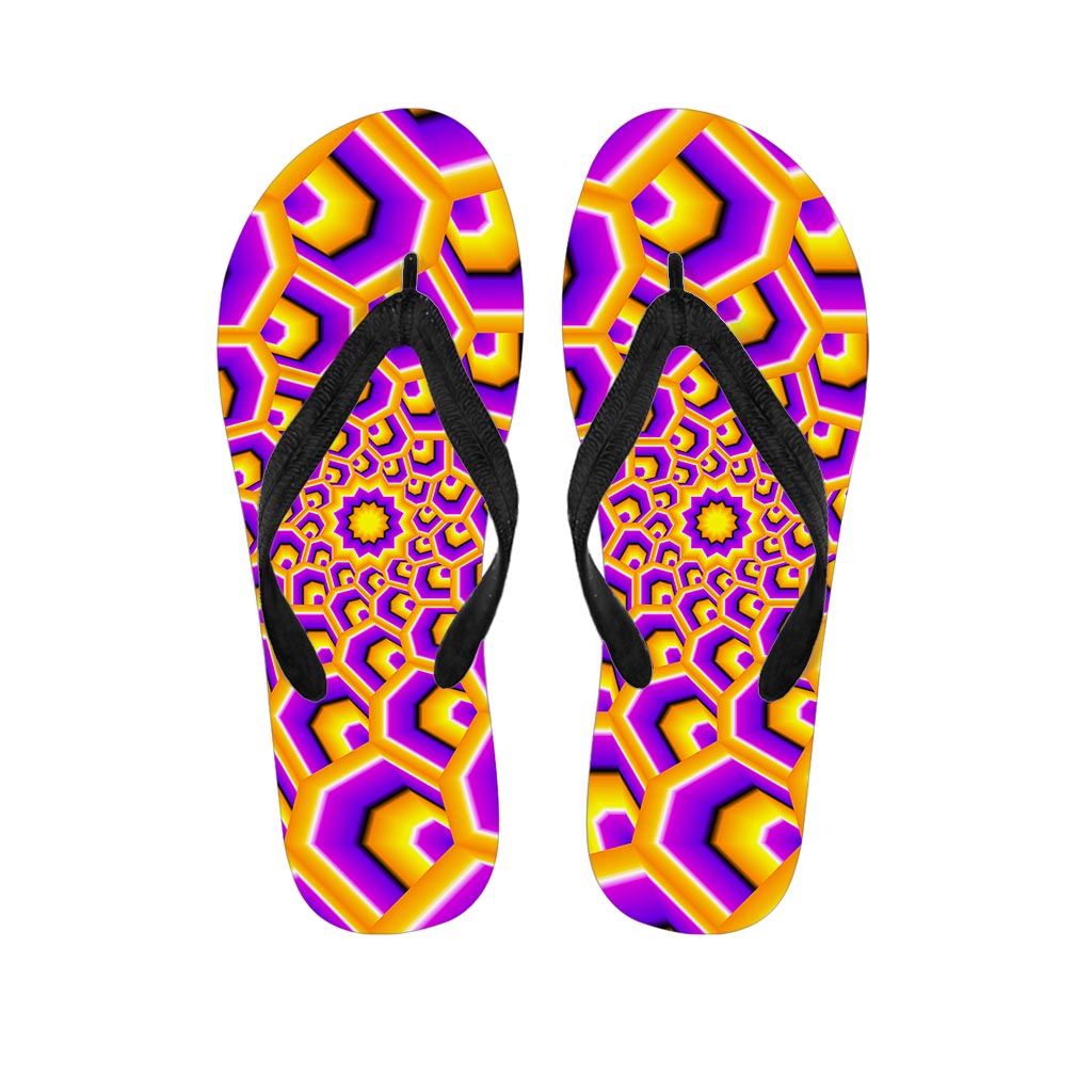 Yellow Hive Moving Optical Illusion Flip Flops