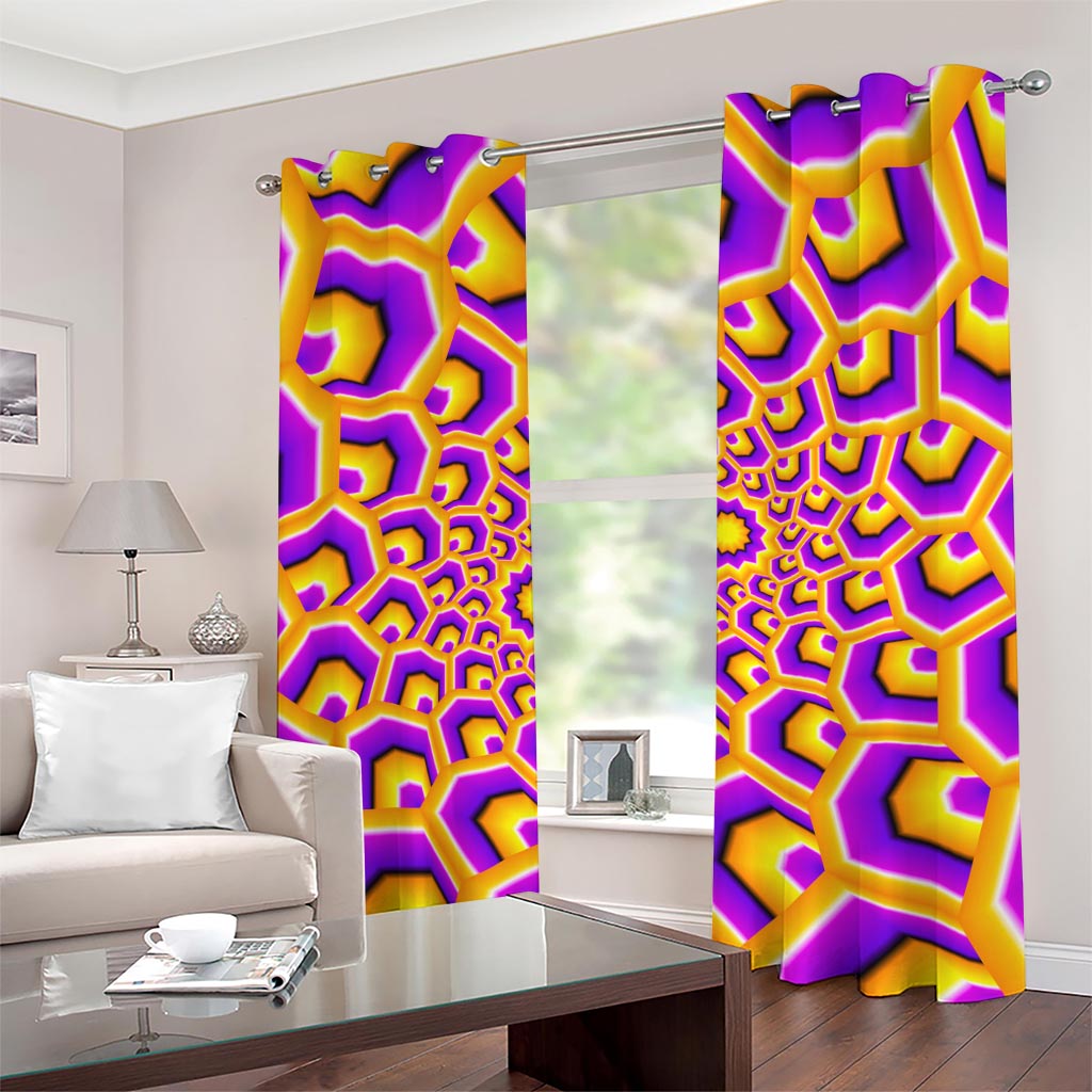 Yellow Hive Moving Optical Illusion Grommet Curtains