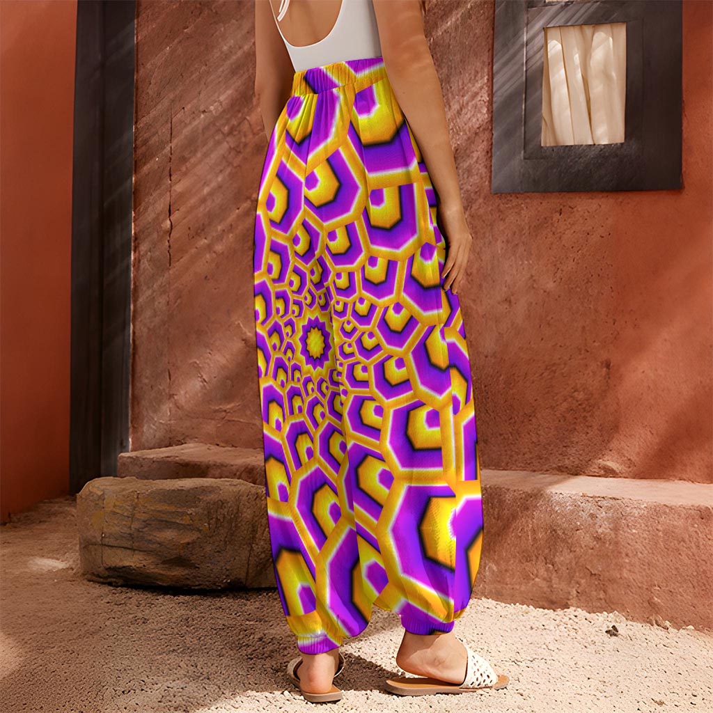 Yellow Hive Moving Optical Illusion Harem Pants